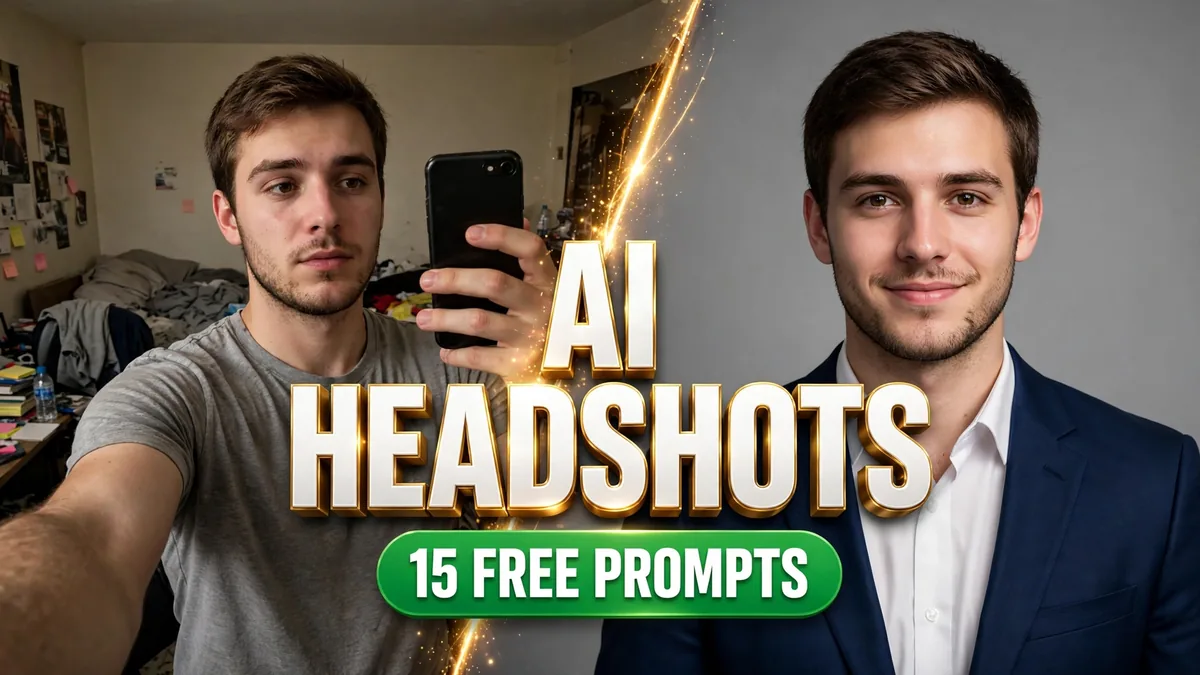 AI headshot prompts – casual selfie transformed into a professional LinkedIn headshot