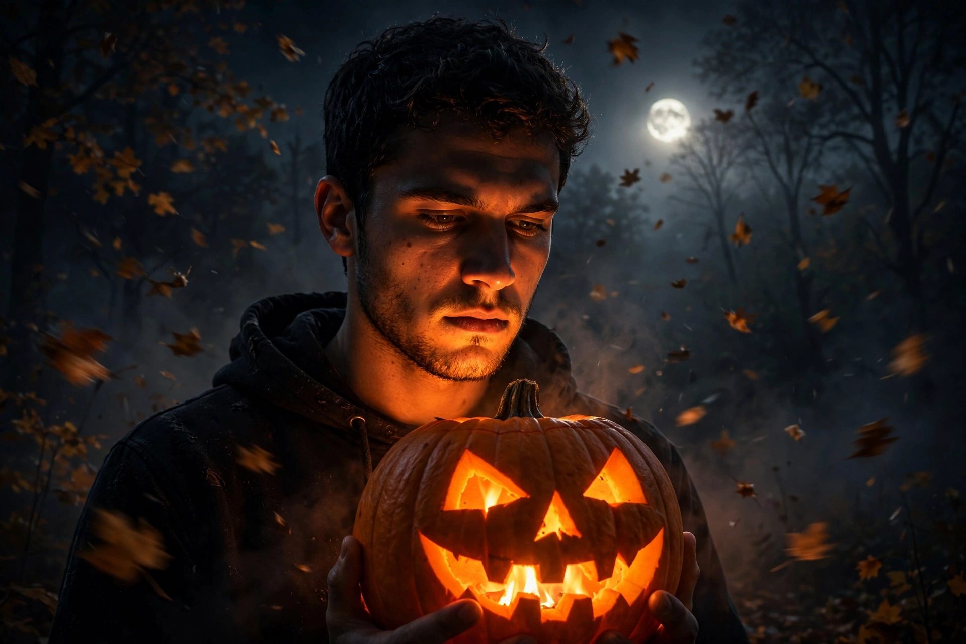 Halloween AI photo prompt – spooky jack-o-lantern portrait