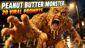 Peanut butter monster AI photo prompt – viral TikTok trend